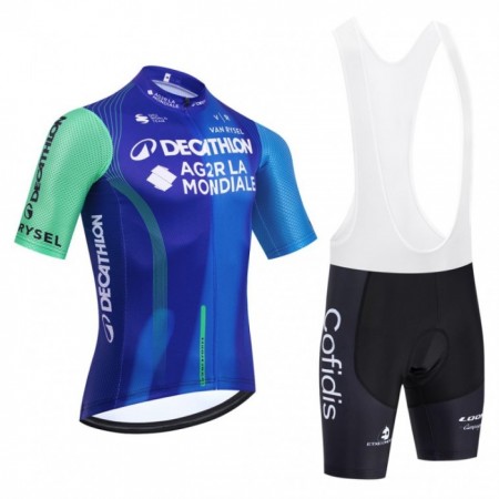 Set Fietsshirt + Korte Koersbroek 2025 Decathlon Ag2r Blauw